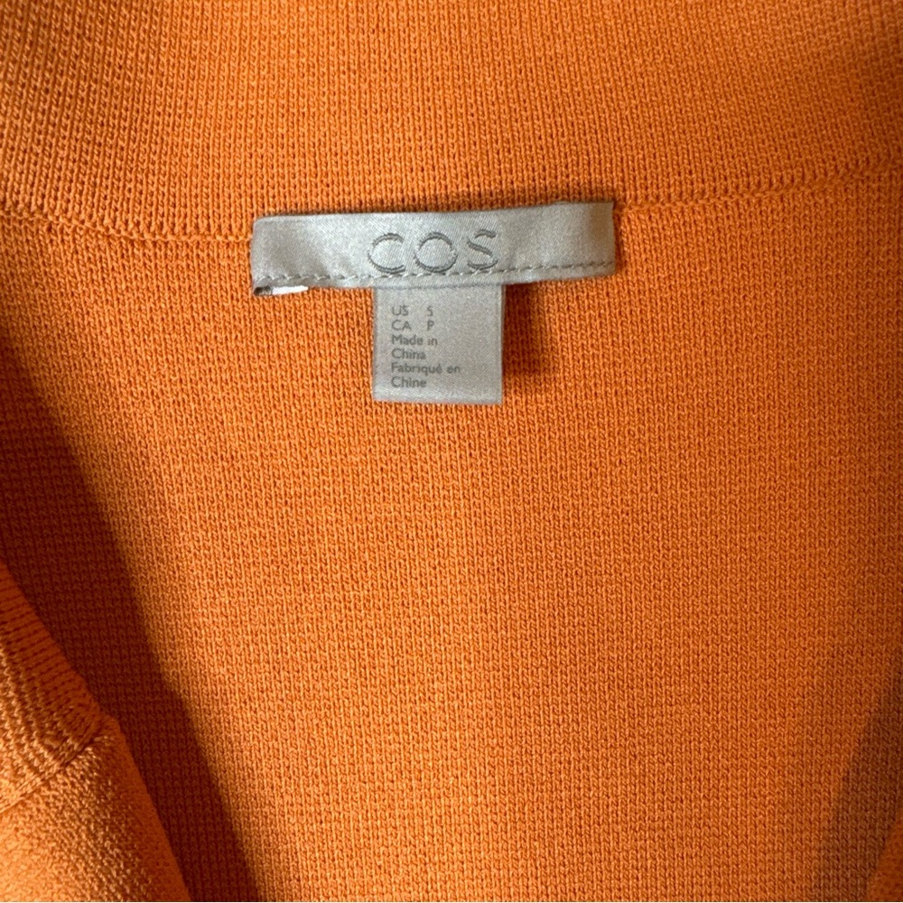 COS Colorblock Huge Pocket Knit Open Front Boxy Jacket Orange Navy Blue Sz S EUC - Picture 5 of 10